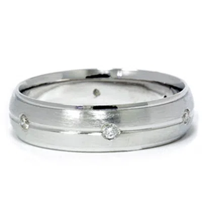 Pompeii3 Mens 950 Platinum Diamond Band Brushed Wedding Ring In Silver