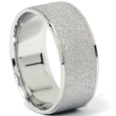 Pompeii3 Mens Anniversary Ring Stone Finish Wedding Ring 8mm Solid 14k White Gold Size Selectable In Multi