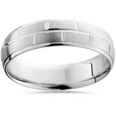 Pompeii3 Mens Argentium Silver Comfort Fit Brushed Wedding Band Size Selectable In Multi