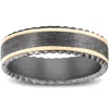 Pompeii3 Mens Black & Rose Gold 6mm Comfort Fit Braided Brushed Wedding Band Comfor Fit In Black