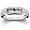 Pompeii3 Mens Black Diamond White Gold Ring Brushed Wedding Band In Multi