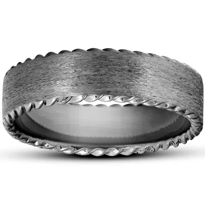 Pompeii3 Mens Black Gold 6mm Comfort Fit Braided Brushed Wedding Band Comfor Fit In Multi