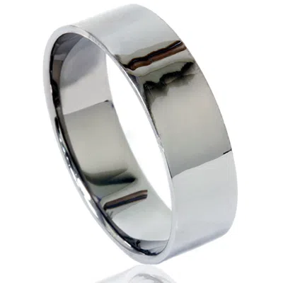 Pompeii3 Mens Black Gold 6mm Flat Polished Wedding Band Size Selectable In Multi