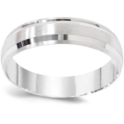 Pompeii3 Mens Brushed Comfort Fit Wedding Band 14k White Gold Size Selectable In Multi