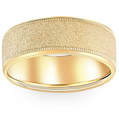 Pompeii3 Mens Brushed Wedding Band Solid 10k Yellow Gold Ring 8mm Wide Size Selectable In Multi