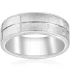 Pompeii3 Mens Comfort Fit Brushed 8mm 14k Whie Gold Heavy Weight Beveled Edge Size Selectable In Multi