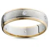 Pompeii3 Mens Diamond 14k Gold 2-tone Brushed Wedding Band 6mm In Multi