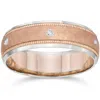 Pompeii3 Mens Diamond 14k Rose & White Gold Hammered Two Tone Wedding Band In Silver