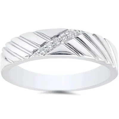 Pompeii3 Mens Diamond 14k White Gold Wedding Ring Size Selectable In Metallic