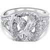 Pompeii3 Mens Diamond American Eagle Ring 10k White Gold In Silver