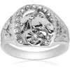 Pompeii3 Mens Diamond Lucky Horseshoe Ring 10k White Gold In Silver