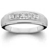 Pompeii3 Mens Diamond Wedding Brushed Ring 10k White Gold In Multi