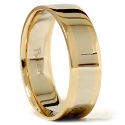 Pompeii3 Mens Gold Plain Two Tone Comfort Fit Wedding Band 14k In Multi