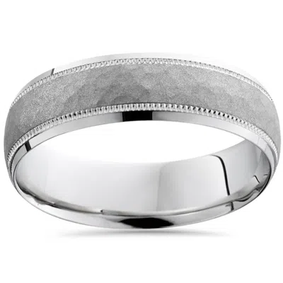 Pompeii3 Mens Hammered 950 Platinum 6mm Comfort Fit Wedding Band Size Selectable In Multi