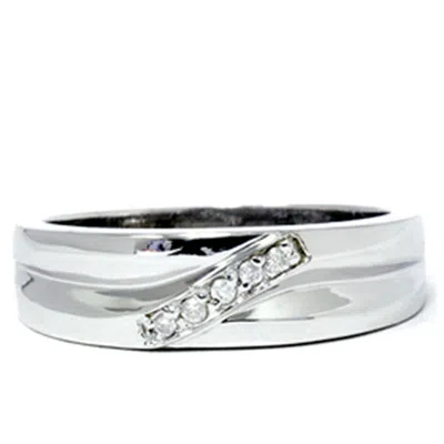 Pompeii3 Mens High Polished White Gold Diamond Anniversary Ring In Silver