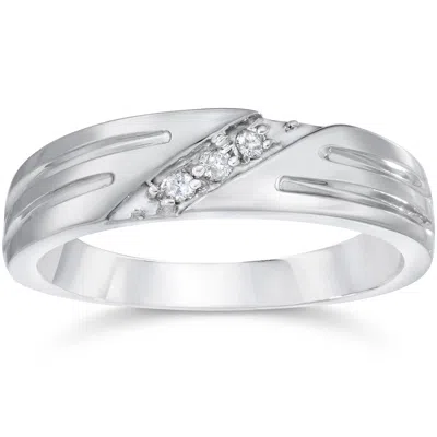 Pompeii3 Mens Real Diamond 14k White Gold Wedding Ring Band New Size Selectable In Metallic