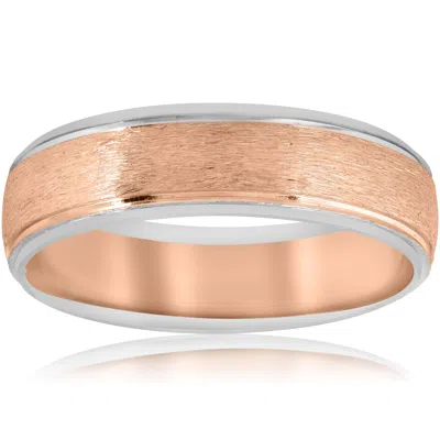 Pompeii3 Mens Rose & White 14k Gold Two Tone Band Size Selectable In Multi