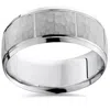 Pompeii3 Mens Satin White Gold Wedding Band Milgrain Ring 8mm Flat Brushed Free Sizing Size Selectable In Multi