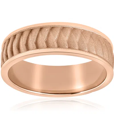 Pompeii3 Mens Solid 14k Rose Gold Braided Wedding Band 8mm Comfort Fit In Multi