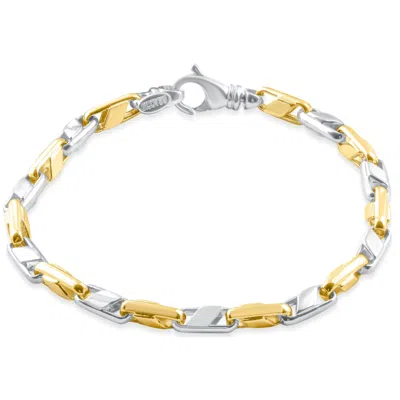 Pompeii3 Mens Solid 14k Yellow Gold 22 Grams Designed Link 5mm Heavy Masculine Bracelet 8"