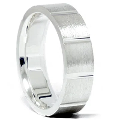 Pompeii3 Mens Sterling Silver 6mm Flat Comfort Fit Wedding Band Size Selectable In Multi