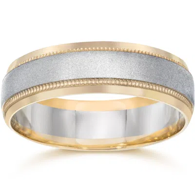 Pompeii3 Mens White & Yellow Gold Two Tone Wedding Ring Band 14k In Multi