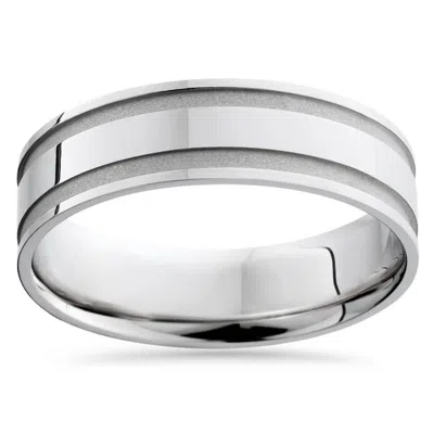 Pompeii3 Mens White Gold 6mm Polished Wedding Band Size Selectable In Multi