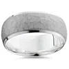 Pompeii3 Mens White Gold Brushed Hammered Comfort Wedding Band Size Selectable In Multi