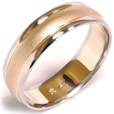 Pompeii3 Mens White Yellow Gold Two Tone Sandblast Wedding Band In Silver