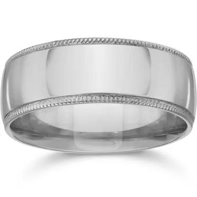 Pompeii3 Milgrain Comfort Fit Wedding Band 14k White Gold Size Selectable In Multi