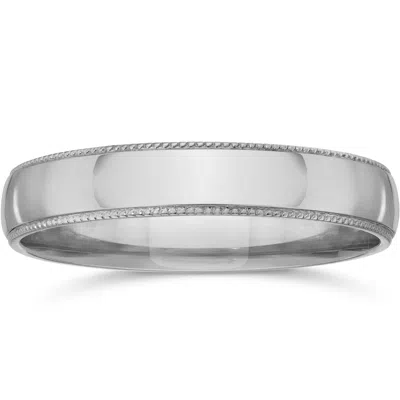 Pompeii3 Milgrain Edge Wedding Band 14k White Gold Size Selectable In Multi