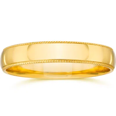 Pompeii3 Milgrain Edge Wedding Band 14k Yellow Gold Size Selectable In Multi