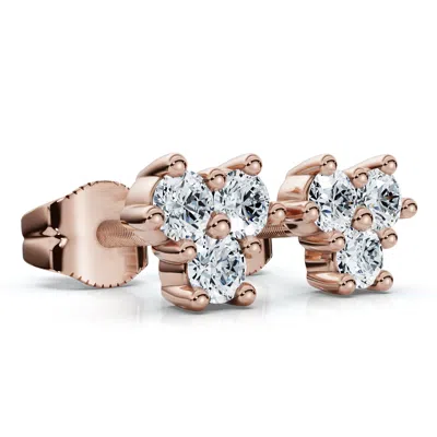 Pompeii3 Mini Trio Diamond Studs 14k Gold Lab Grown Women's Earrings In Silver