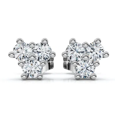Pompeii3 Mini Trio Diamond Studs 14k Gold Lab Grown Women's Earrings In Multi