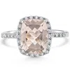 Pompeii3 Morganite Cushion White Gold Diamond Ring Size: 6.5