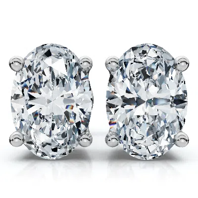 Pompeii3 Oval Cut Diamond Prong Studs 14k Gold Lab Grown In Metallic