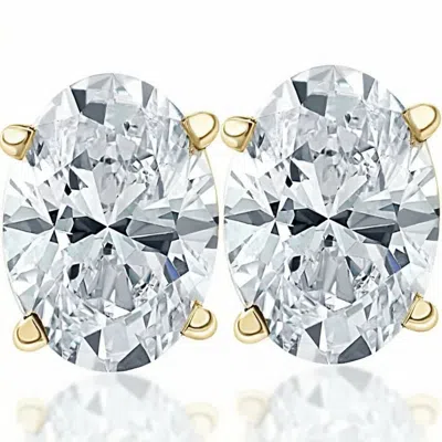 Pompeii3 Oval Diamond Studs 14k Gold Lab Grown In Multi
