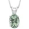 Pompeii3 Oval Green Amethyst Diamond Pendant Women's Necklace 18" White Gold
