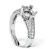 Pompeii3 Pave Diamond Engagement Semi Mount Ring 14k White Gold Setting In Silver