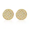 Pompeii3 Pave Diamond Round Studs Screw Back Earrings White Or Yellow Gold 7mm Wide In Gold
