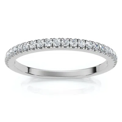 Pompeii3 Pavé Diamond Thin Stackable Wedding Ring 14k Gold Or Platinum Lab Grown Ef/vs In Silver
