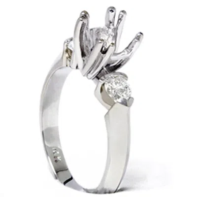 Pompeii3 Pear Shape Diamond Engagement Mount Ring Setting 14k White Gold In Silver