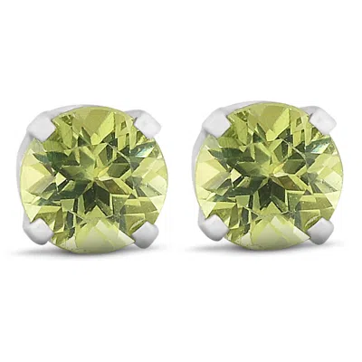 Pompeii3 Peridot Studs 14k White Gold 4mm 1/2ct In Multi