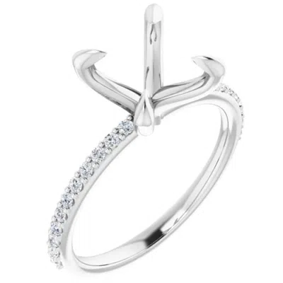 Pompeii3 Petite Prong Lab Grown Diamond Ring Setting In Silver