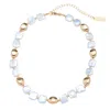 Pompeii3 Pina Square Pearl 18k Yellow Gold Necklace In Blue