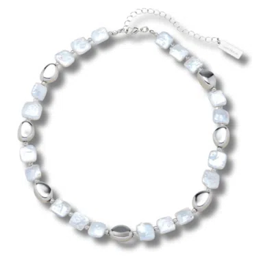 Pompeii3 Pina Square Pearl Silver Necklace