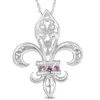 Pompeii3 Pink Sapphire Vintage Fleur De Lis Pendant 10kt White Gold 1" In Purple