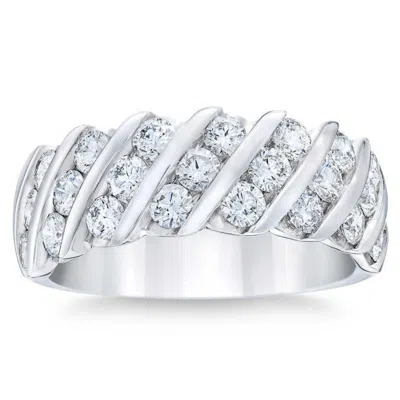 Pompeii3 Platinum 1 1/2ct Diamond Wedding Multi-row Anniversary Ring In Silver