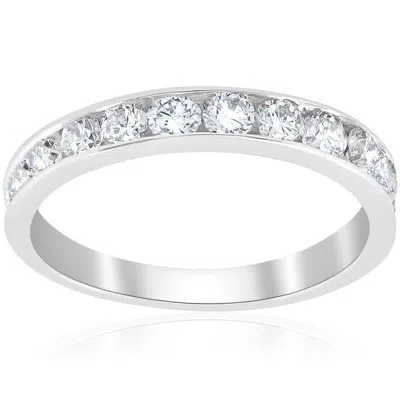 Pompeii3 Platinum 1ct Channel Set Diamond Wedding Ring Lab Grown In Silver