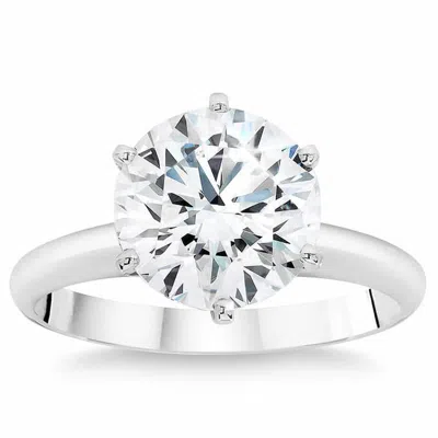 Pompeii3 Platinum 3ct Certified Diamond Solitaire Engagement Ring Lab Grown Size: 7 In Metallic